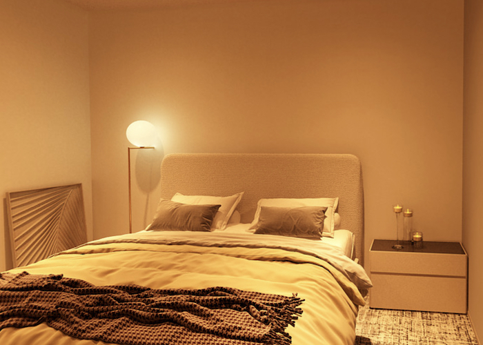 間接照明が温かみのある空間を演出　百年住宅の規格住宅「el clasico」の寝室