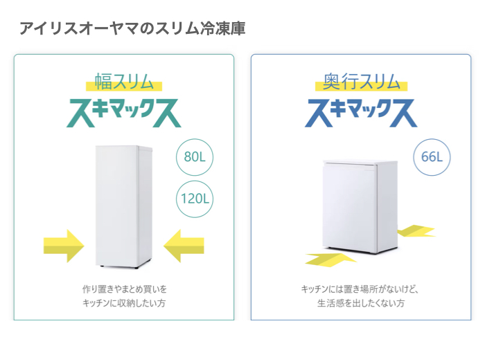 アイリスオーヤマのスリム冷凍庫