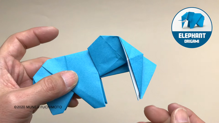 立体的でかわいい動物の創作折り紙【ゾウ】ポイント③頭の折り方