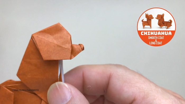 立体的でかわいい動物の創作折り紙【チワワ】ポイント③鼻の折り方