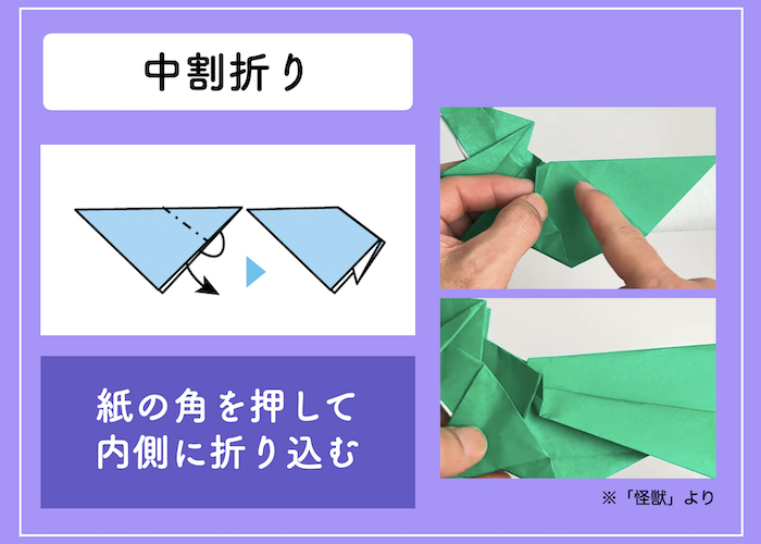 折り紙の基本の折り方「中割折り」